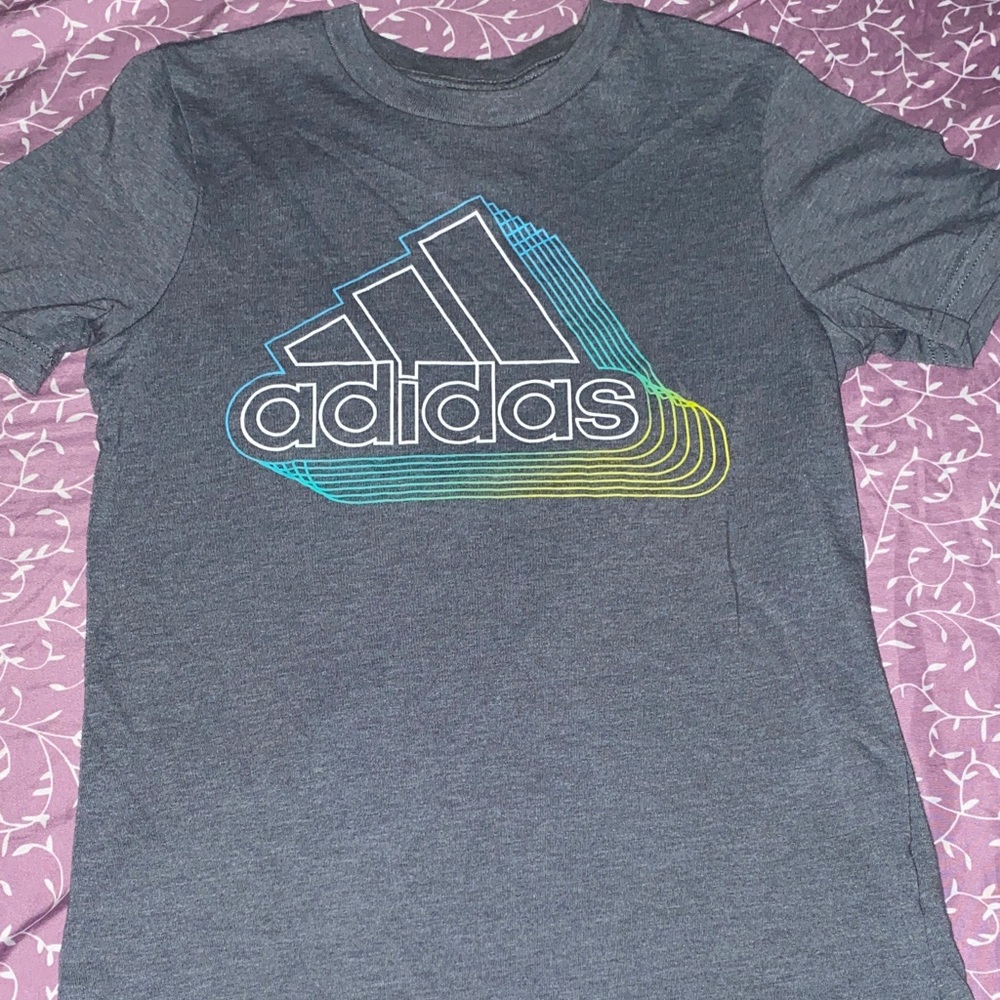 Adidas Charcoal Tee with Vibrant Logo
